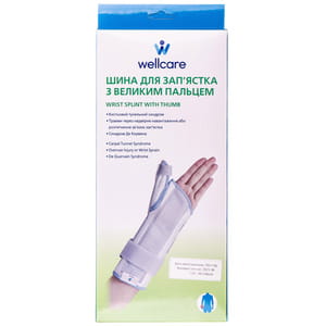 Бандаж шина для запястья с большим пальцем WellCare (ВеллКеа) модель 42012 L/R размер L правый