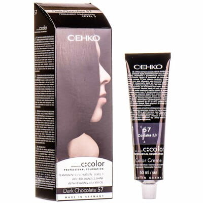 Крем-краска для волос C:EHKO (Цеко) C:COLOR цвет 57 темный шоколад: крем-краска туба 50 мл + окислитель 50 мл + бальзам для волос 10 мл + перчатки