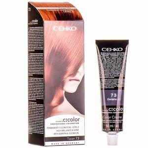 Крем-краска для волос C:EHKO (Цеко) C:COLOR цвет 73 медный тициан: крем-краска туба 50 мл + окислитель 50 мл + бальзам для волос 10 мл + перчатки