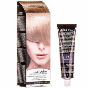 Крем-краска для волос C:EHKO (Цеко) C:COLOR цвет 98 бежевый блондин: крем-краска туба 50 мл + окислитель 50 мл + бальзам для волос 10 мл + перчатки