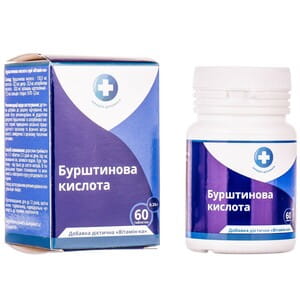 Янтарная (бурштинова) кислота таблетки для повышения общей работоспособности организма и физической выносливости флакон 60 шт