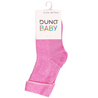 Носки для младенцев DUNA (Дюна) 401 демисезонные хлопковые с отворотом цвет розовый размер (стопа) 10-12 см 1 пара