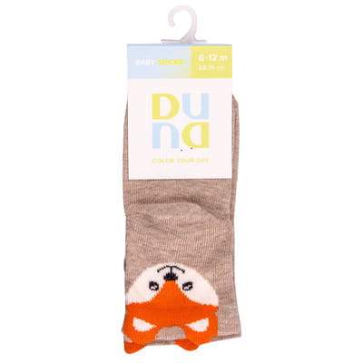 Носки для младенцев DUNA (Дюна) 4107 демисезонные хлопковые цвет бежевый с собачкой размер (стопа) 10-12 см 1 пара