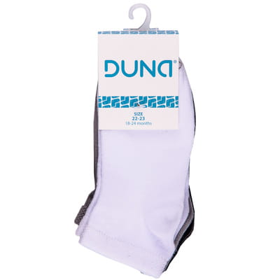 Носки детские DUNA (Дюна) 57 короткие однотонные демисезонные хлопковые цвет белый размер (стопа) 14-16 см 3 пары