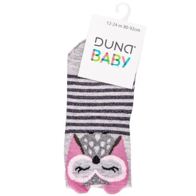 Носки для младенцев DUNA (Дюна) 4004 с совой демисезонные хлопковые цвет светло-серый размер (стопа) 12-14 см 1 пара