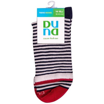 Носки детские DUNA (Дюна) 4256 в серую полосочку демисезонные хлопковые цвет светло-серый размер (стопа) 24-26 см 1 пара