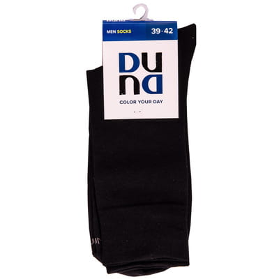 Носки мужские DUNA (Дюна) 260 однотонные классические демисезонные хлопковые цвет черный размер (стопа) 25-27 см 1 пара