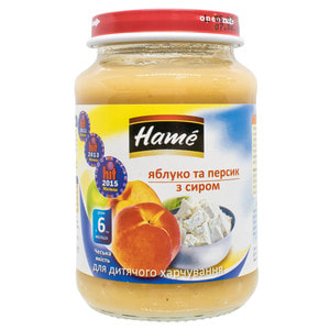 Пюре фруктове дитяче HAME (Хаме) Яблуко та персик з сиром з 6 місяців 190 г