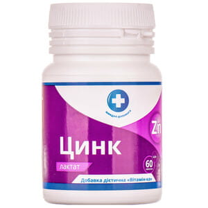 Цинк лактат таблетки для улучшения функционирования органа зрения, состояния кожи, волос и ногтей флакон 60 шт