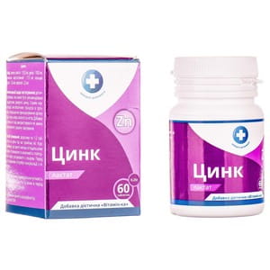 Цинк лактат таблетки для улучшения функционирования органа зрения, состояния кожи, волос и ногтей флакон 60 шт