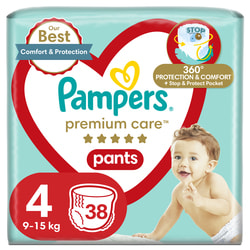 Подгузники-трусики для детей PAMPERS Premium Care (Памперс Премиум) Pants 4 от 9 до 15 кг 38 шт