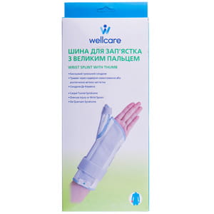 Бандаж шина для зап'ястка з великим пальцем WellCare (ВеллКеа) модель 42012 XL/L розмір XL лівий