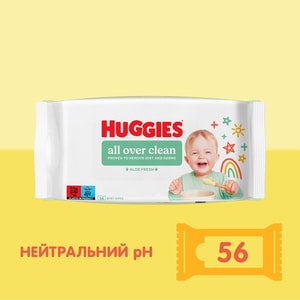 Салфетки влажные детские HUGGIES (Хаггис) All Over Clean 56 шт