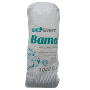 Вата медицинская гигроскопическая нестерильная зиг-заг 100 г Экобинт
