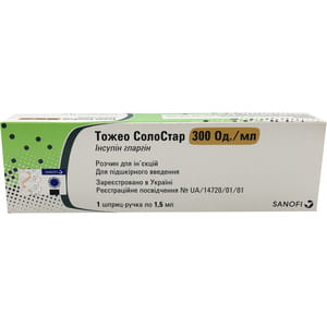 Тожео Солостар р-р д/ин. 300МЕ/мл картридж 1,5мл в шприц-ручке №1
