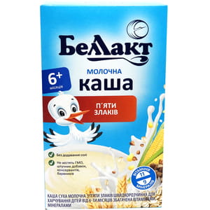 Каша молочна дитяча Белакт 5 злаків з 6-ти місяців 200 г