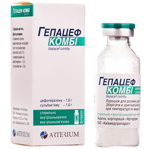 Гепацеф комби пор. д/р-ра д/ин. 1г/1г фл. 2г №1