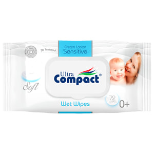 Салфетки влажные ULTRA COMPACT (Ультра компакт) детские Sensitive с клапаном 72 шт