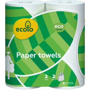 Полотенца бумажные Ecolo белые 2 рулона