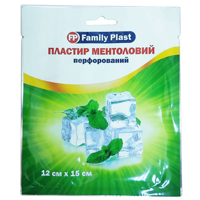 Пластир Family Plast охолоджуючий ментоловий перфорований розмір 12 см х 15 см 1 шт