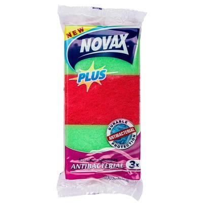 Губки кухонные NOVAX (Новакс) Plus антибактериальные 3 шт