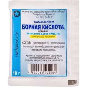 Борна кислота пор. кристаліч.  10г
