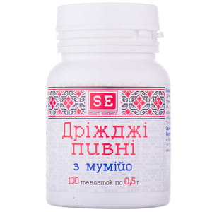 Дріжджі пивні з мумійо таблетки по 0,5 г флакон 100 шт Фармаком
