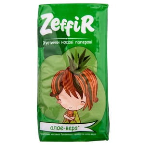 Платочки бумажные ZEFFIR (Зефир) Алоэ вера 10 шт