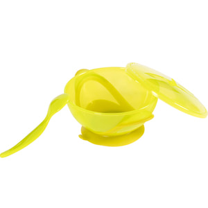 Тарелка на присоске детская BABY TEAM (Беби Тим) артикул 6002 с крышкой и ложкой 290 мл