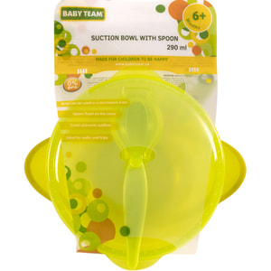 Тарелка на присоске детская BABY TEAM (Беби Тим) артикул 6002 с крышкой и ложкой 290 мл