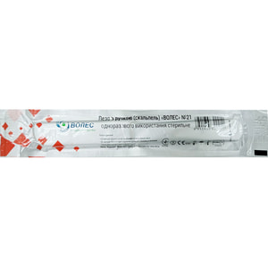 Скальпель хірургічний стерильний з ручкою розмір 21 Волес 1шт