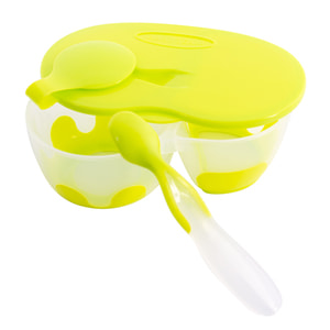 Тарілка дитяча BABY TEAM (Беби Тим) артикул 6003 двосекційна з ложкою та кришкою 330 мл