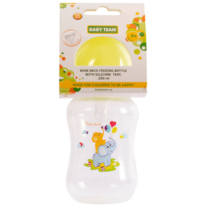 Бутылочка для кормления детская BABY TEAM (Беби Тим) артикул 1002 с широким горлом с 0 месяцев 250 мл