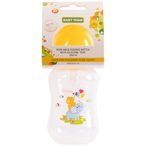 Бутылочка для кормления детская BABY TEAM (Беби Тим) артикул 1002 с широким горлом с 0 месяцев 250 мл