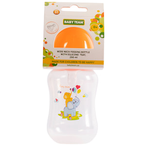 Бутылочка для кормления детская BABY TEAM (Беби Тим) артикул 1002 с широким горлом с 0 месяцев 250 мл
