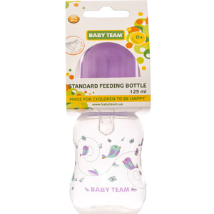 Бутылочка для кормления детская BABY TEAM (Беби Тим) артикул 1111 с силиконовой соской фигурная с 0 месяцев 125 мл