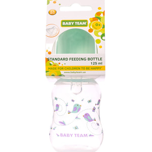 Бутылочка для кормления детская BABY TEAM (Беби Тим) артикул 1111 с силиконовой соской фигурная с 0 месяцев 125 мл