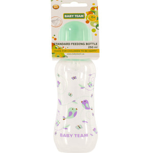 Бутылочка для кормления детская BABY TEAM (Беби Тим) артикул 1121 с силиконовой соской с 0 месяцев 250 мл