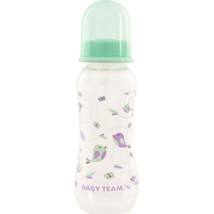Бутылочка для кормления детская BABY TEAM (Беби Тим) артикул 1121 с силиконовой соской с 0 месяцев 250 мл