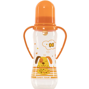 Бутылочка для кормления детская BABY TEAM (Беби Тим) артикул 1311 с латексной соской и ручками с 0 месяцев 250 мл