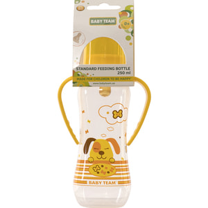 Бутылочка для кормления детская BABY TEAM (Беби Тим) артикул 1311 с латексной соской и ручками с 0 месяцев 250 мл