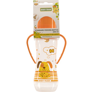 Бутылочка для кормления детская BABY TEAM (Беби Тим) артикул 1311 с латексной соской и ручками с 0 месяцев 250 мл