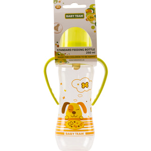 Бутылочка для кормления детская BABY TEAM (Беби Тим) артикул 1311 с латексной соской и ручками с 0 месяцев 250 мл