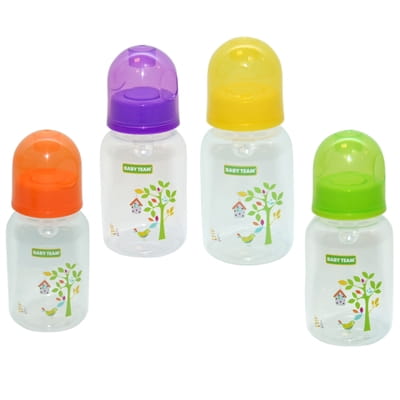Бутылочка для кормления детская BABY TEAM (Беби Тим) артикул 1400 с силиконовой соской с 0 месяцев 125 мл