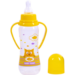 Бутылочка для кормления детская BABY TEAM (Беби Тим) артикул 1411 с силиконовой соской и ручками с 0 месяцев 250 мл