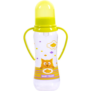 Бутылочка для кормления детская BABY TEAM (Беби Тим) артикул 1411 с силиконовой соской и ручками с 0 месяцев 250 мл