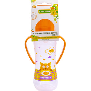 Бутылочка для кормления детская BABY TEAM (Беби Тим) артикул 1411 с силиконовой соской и ручками с 0 месяцев 250 мл