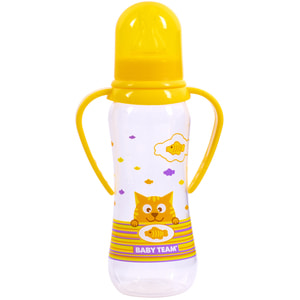 Бутылочка для кормления детская BABY TEAM (Беби Тим) артикул 1411 с силиконовой соской и ручками с 0 месяцев 250 мл