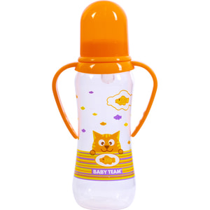 Бутылочка для кормления детская BABY TEAM (Беби Тим) артикул 1411 с силиконовой соской и ручками с 0 месяцев 250 мл