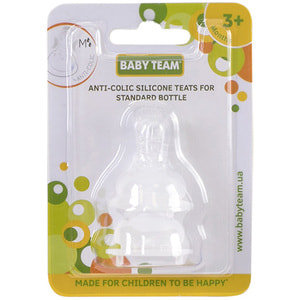 Соска силиконовая детская BABY TEAM (Беби Тим) артикул 2001 классическая средний поток с 3 месяцев 2 шт